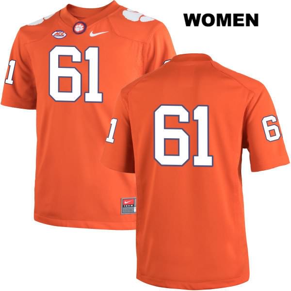 Women's Clemson Tigers #61 Kaleb Bevelle Stitched Orange Authentic Nike No Name NCAA College Football Jersey ECU6646IP